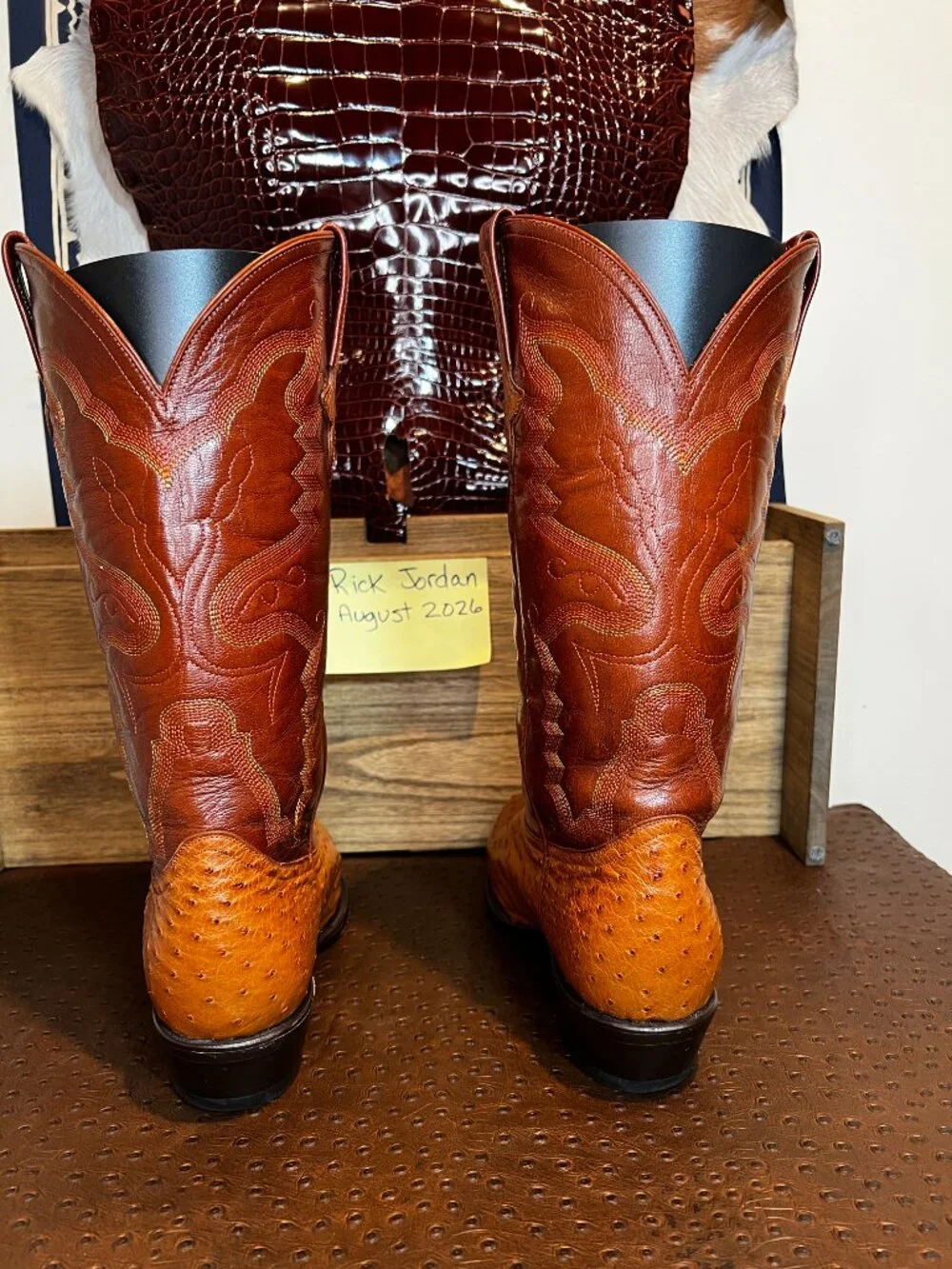 Ferrini P's Tan Full Quill Ostrich Cowboy Boots in Men's Size 11EE